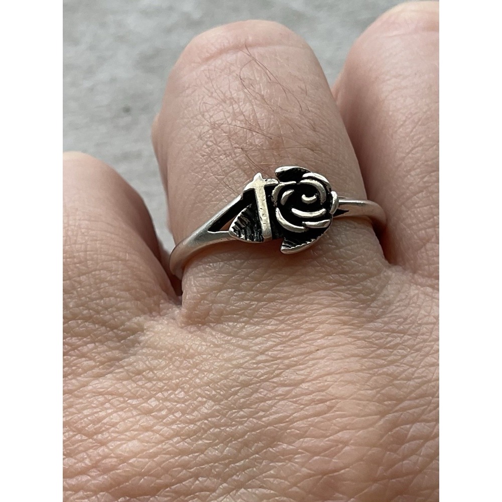 Vintage 925 Sterling Silver Rose & Cross Ring Size 8.5 Estate Jewelry - Picture 6 of 7